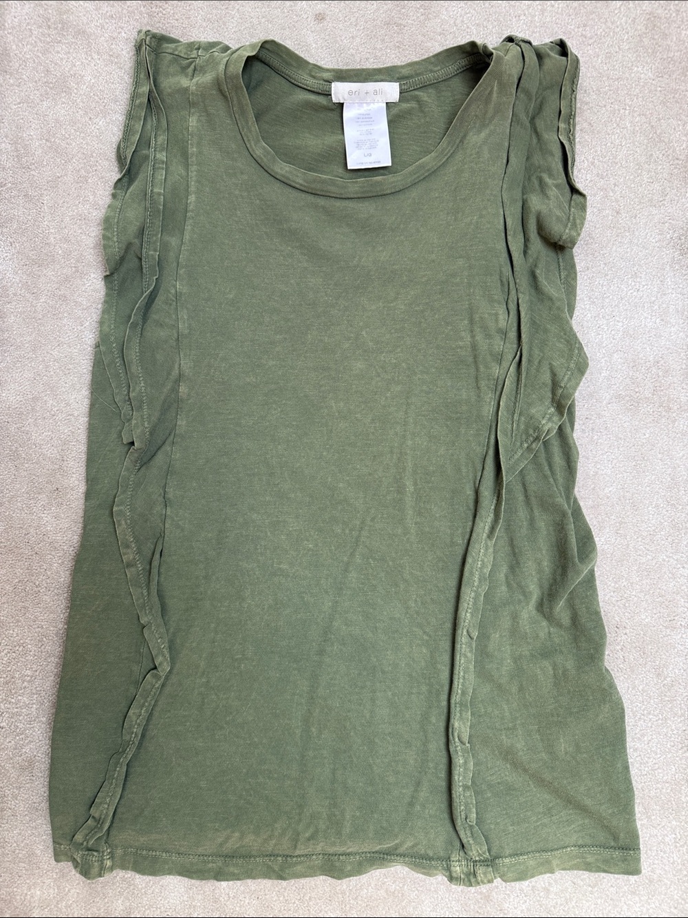 Olive Green Ruffle Sleeve Tank - Women